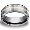 Designer Comfort Fit 18K Gold Inlay Mens Tungsten Wedding Band