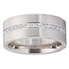 Flat Brush Finish 14K White Gold Diamond Wedding Band