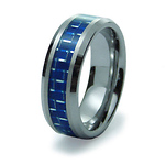 8mm Tungsten Ring with Blue Carbon Fiber Inlay