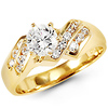 14k Yellow Gold Round CZ Engagement Ring