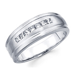 14K White Gold Princess Cut Channel Set Men's Ring