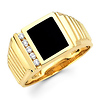 14K Yellow Gold Men's Onyx and Diamond Ring