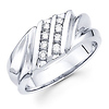 14K White Gold Round Diamond Channel Set Men's Ring