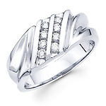 14K White Gold Round Diamond Channel Set Men's Ring