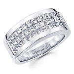 14K 2.85ctw Invisible Set Princess Channel Men's Ring