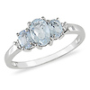 10K White gold 0.75 CT TGW Aquamarine & Diamond 3 Stone Ring
