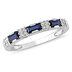 10K White Gold 0.54 CT TGW Sapphire & Diamond Ring