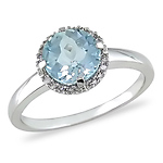 10K White Gold 1.75 CT TGW Blue Topaz Sky & Diamond Fashion Ring