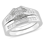 1/2 CT Diamond TW Bridal Set Ring 10k White Gold GHI I2;I3