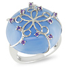Sterling Silver 20 CT TGW Synthetic Blue Jade & Amethyst Ring