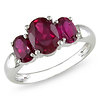 Sterling Silver 3.50 CT TGW Synthetic Ruby 3 Stone Ring