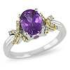 Sterling Silver 1 CT TGW Amethyst & Diamond Two Tone Ring
