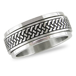 Black Enamel Stainless Steel Spinning Ring