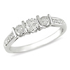 1/2 CT Diamond TW 3 Stone 10K White Gold Ring GHI I2;I3