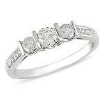 1/2 CT Diamond TW 3 Stone 10K White Gold Ring GHI I2;I3