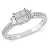 10K White Gold 0.50 ctw Diamond Princess Cut Fashion Ring