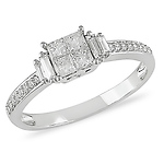 10K White Gold 0.50 ctw Diamond Princess Cut Fashion Ring