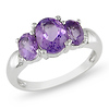 Sterling Silver 1.80 CT TGW Amethyst 3 Stone Ring