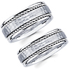 Matching His & Hers 14K White Gold Hammer & Cord Wedding Band Set