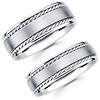 14K White Gold Designer Textured Matching His & Hers Band Set