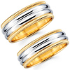 14K Milgrain Designer Matching Wedding Bands Set