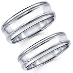 14K Milgrain His & Hers Wedding Band Set