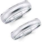 4mm & 6mm Contemporary 14K White Gold Wedding Band Set