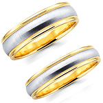 Contemporary 14K Two Tone Matching Wedding Bands