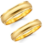 Contemporary 14K Yellow Gold 4mm & 6mm Wedding Band Set