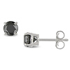14KW 1ct TDW Black Diamond Solitaire Earrings Traditional-Basket