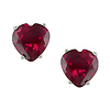 10K White Gold 2 CT TGW Synthetic Ruby Heart Cut Stud Earrings