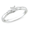 10K White Gold Princess & Marquise Cut 3 Stone Engagement Ring (0.25 ctw)