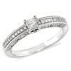 10K Round & Princess Cut Diamond Engagement Ring