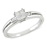 10K White Gold Invisible Set Princess Cut Diamond Engagement Ring