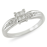 10K Invisible Set Princess Cut Diamond Engagement Ring