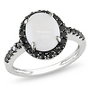 10K White Gold 0.40 CTW Black Diamond & Opal Halo Ring