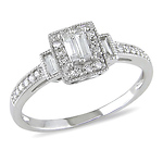 10K White Gold Baguette Diamond Engagement Ring
