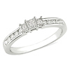 10K White Gold Round & Princess Cut Engagement Ring