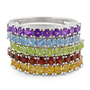 Set Of 5 Silver Rings 3.50 CT TGW Rd 2.5mm Garnet, Peridot, Sky BT, Citrine, & Amethyst