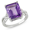 5 7/8 CT TGW Amethyst White Topaz Fashion Ring Silver