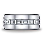 Argentium Silver 10mm Comfort-Fit High Polished T-Pattern Design Band