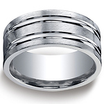 Argentium Silver 10mm Comfort-Fit High Polished Groove Design Band