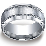Argentium Silver 10mm Satin-Finished Rope Edge Design Wedding Band