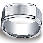 Argentium Silver 10mm Comfort-Fit Four Sided Design Band
