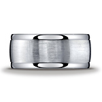 Argentium Silver 10mm Comfort-Fit Satin-Finished High Polished Round Edge Design Band
