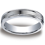 Argentium Silver 5mm Satin Finished High Polished Round Edge Design Band