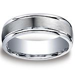 Argentium Silver 7mm Satin Finished High Polished Round Edge Design Band