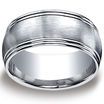 Argentium Silver 10mm Comfort-Fit Double Row Round Edge Wedding Band