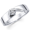 14K White Gold Modern Designer Diamond Solitaire Wedding Ring