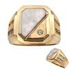 14k Two Tone Gold Signet CZ Ring